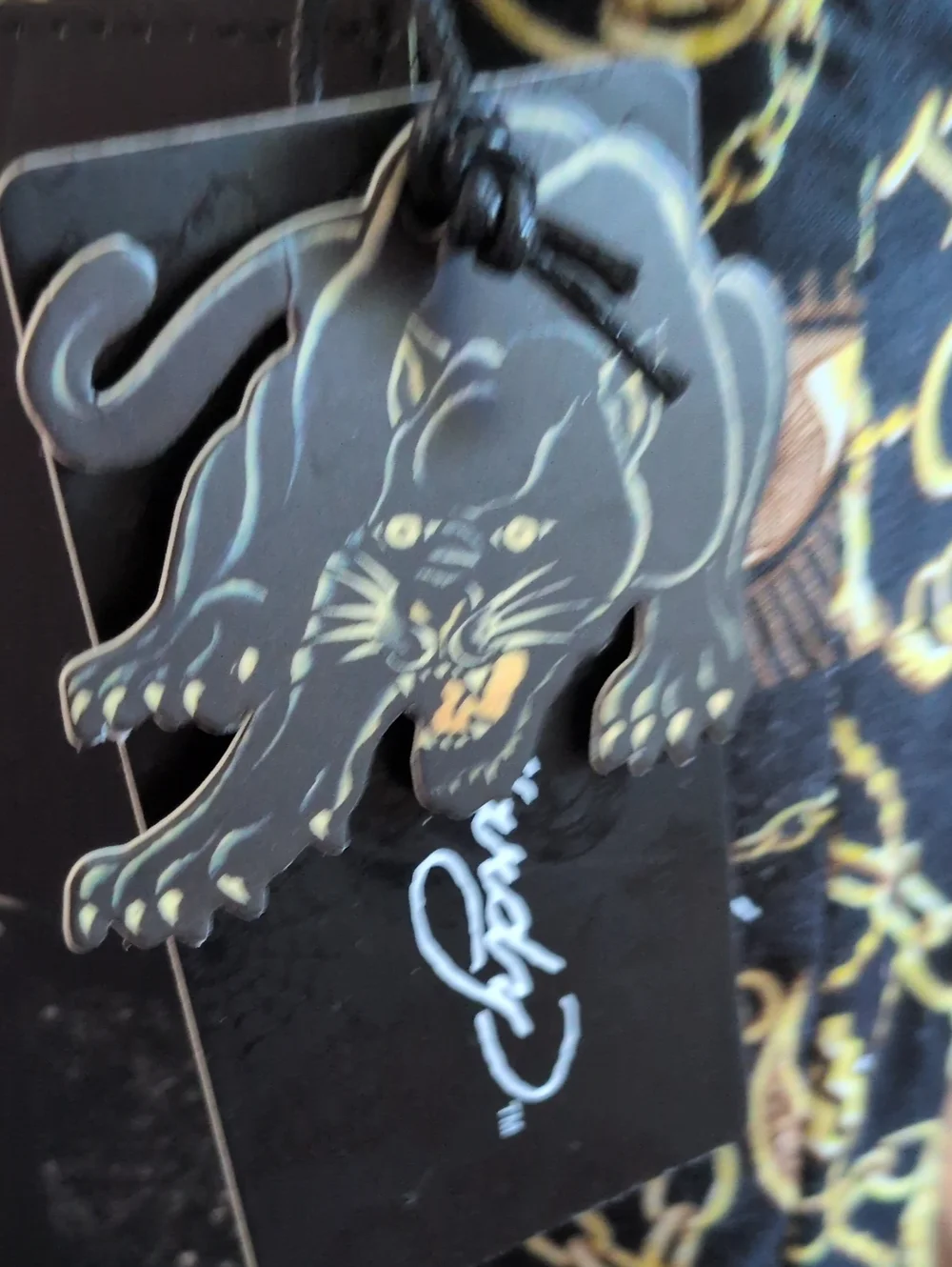 ED HARDY Black Sheet Set with Gold Chain & Crescent Print Queen Brand New